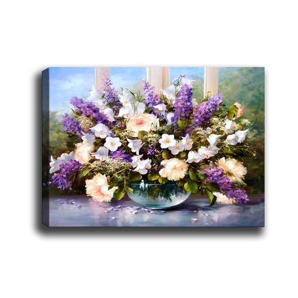 Живопис , 70 x 50 cm Purple Flowers - Tablo Center