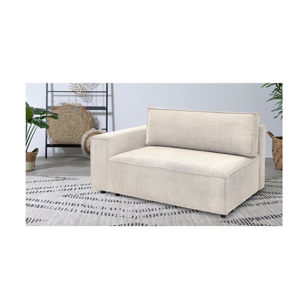 Кремав модул за диван от велур, ляв ъгъл Nihad modular - Bobochic Paris-image-1