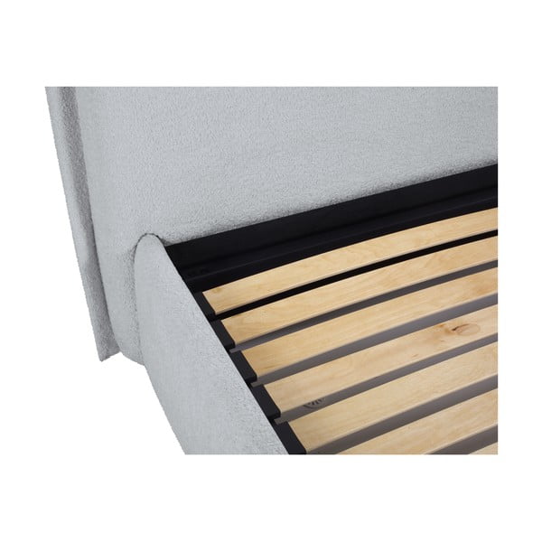 Сиво двойно тапицирано легло  с място за съхранение с включена подматрачна рамка 180x200 cm Armie – Milo Casa-image-4