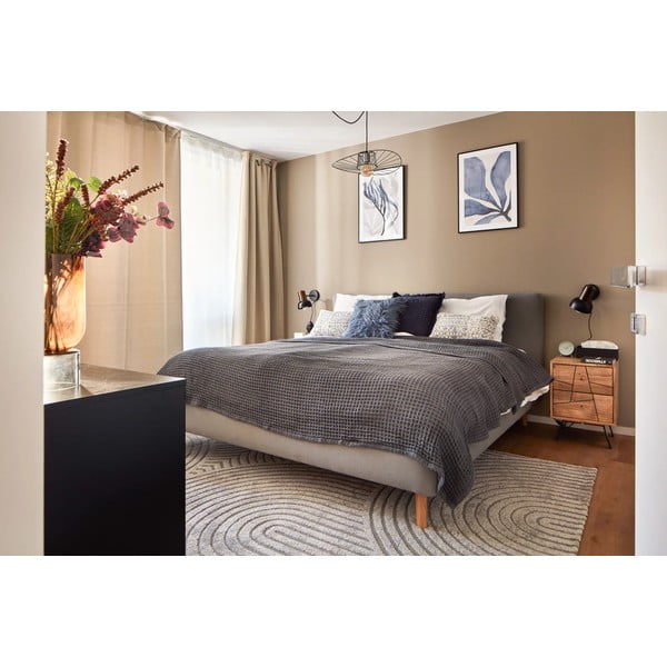 Сиво двойно легло 180x200 cm тапицирано без ламелно дъно Mattis – Meise Möbel-image-1