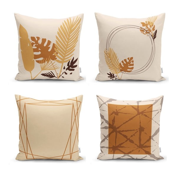 Оранжеви и бежови калъфки за възглавници в комплект от 4 броя 43x43 cm - Minimalist Cushion Covers