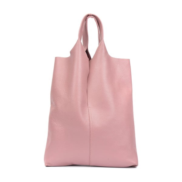 Светлорозова кожена чанта за пазаруване - Isabella Rhea