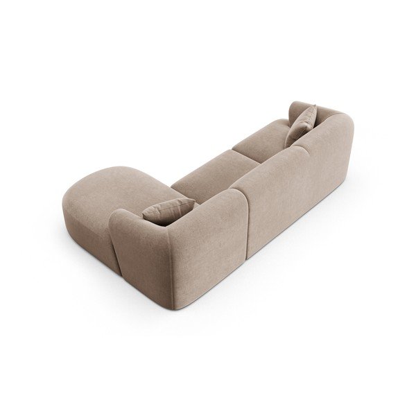 Светлокафяв кадифен ъглов диван (десен ъгъл) Campi – Cosmopolitan Design-image-4