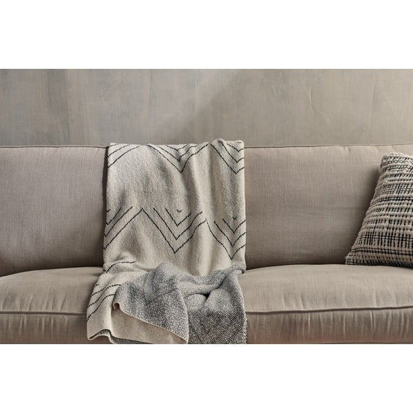 Бежово и черно памучно одеяло Peak, 180 x 125 cm Kosumi - Nkuku-image-1