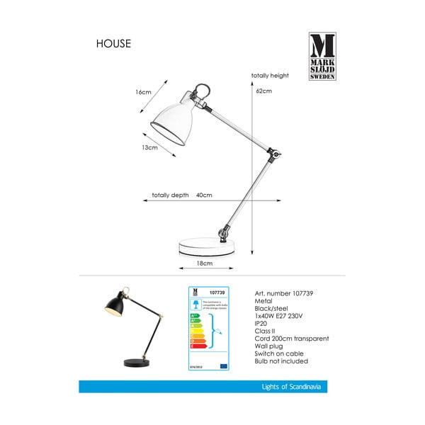 Черна настолна лампа Таблица Черно House - Markslöjd-image-2