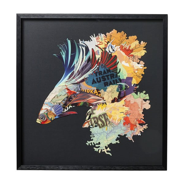 Nástěnný obraz v rámu Kare Design Betta Fish Colore Left, 65 x 65 cm