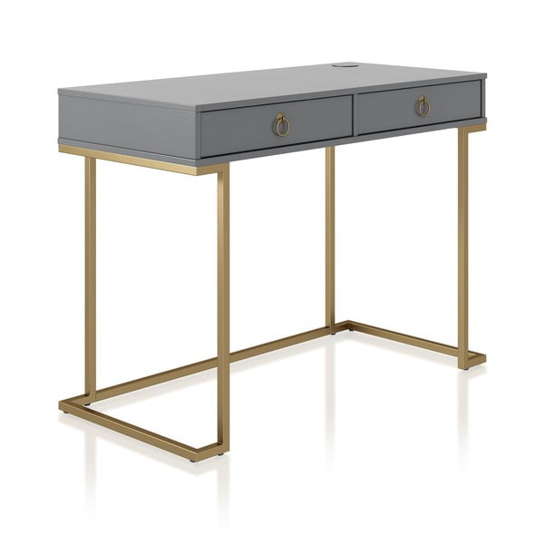 Сива работна маса Camila - CosmoLiving by Cosmopolitan-image-1