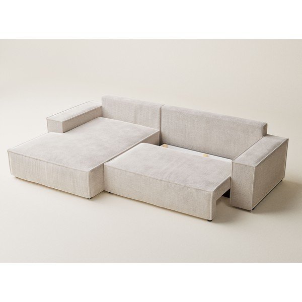 Кремав шенилов сгъваем/с място за съхранение ъглов диван (ляв ъгъл) Maze – Maison de Rêve-image-3