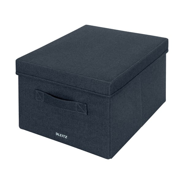 Тъмносиви текстилни кутии за съхранение в комплект 2 бр. с капаци 28.5x38x20 cm – Leitz