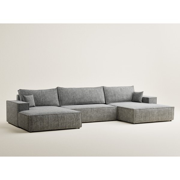 Сив шенилов сгъваем/с място за съхранение ъглов диван (U форма) Kyoto – Maison de Rêve-image-2