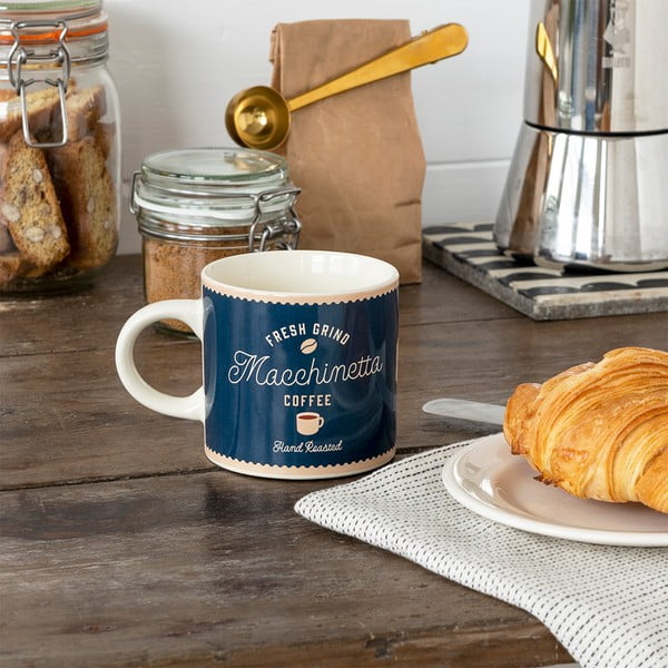 Тъмносиня/кремава керамична чаша 350 ml Macchinetta – Rex London-image-1