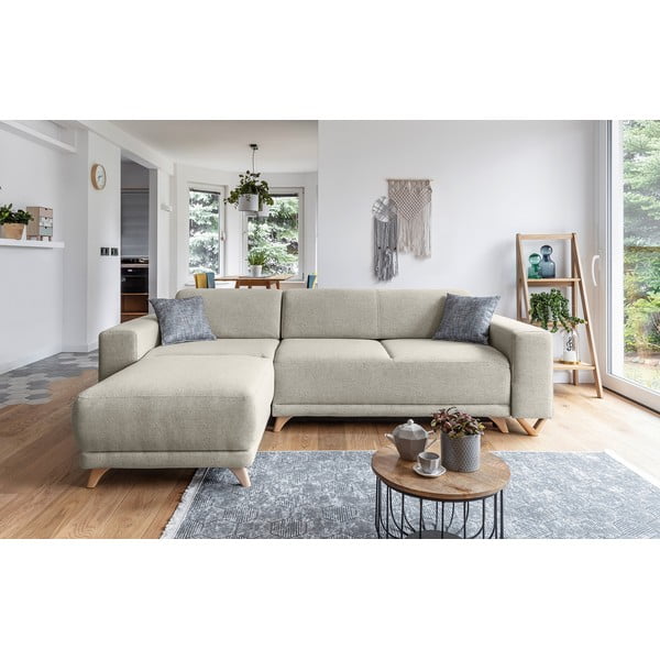 Бежов разтегателен/с място за съхранение ъглов диван Classy Sophie – Miuform-image-1