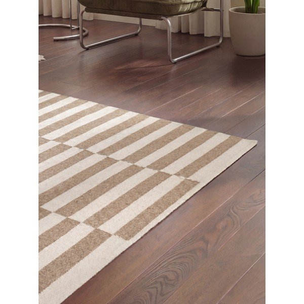 Бял/светлокафяв двустранен/ръчно изработен вълнен килим 120x180 cm Vika – Hanse Home-image-3
