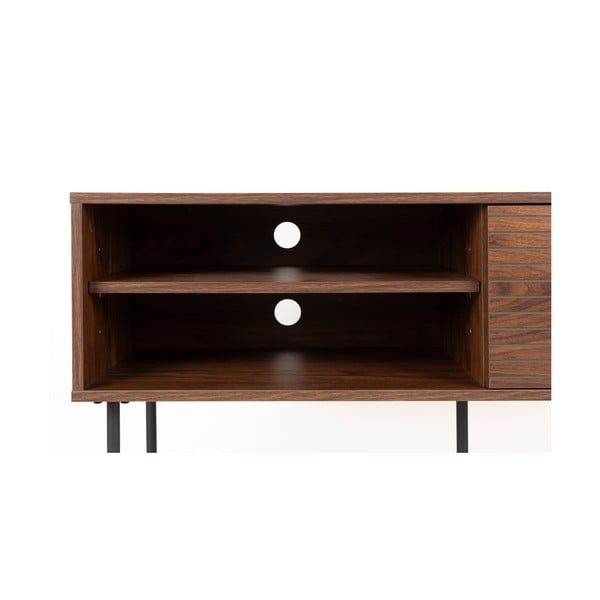 Кафява маса за телевизор от декор от орех 120x50x40 cm Stripes – White Label-image-4