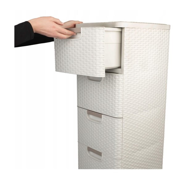 Кремав пластмасов висок шкаф за баня 33x79 cm Rattan – Curver-image-1