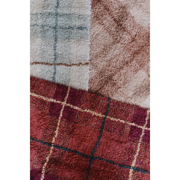 Ръчно изработен червен памучен килим подходящ за пране 90x120 cm Tartan Vintage Red – Lorena Canals-image-4