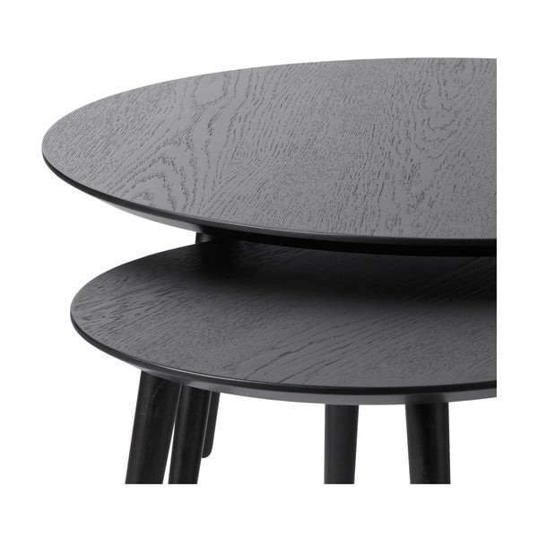 Черни кръгли масички за кафе в комплект от 2 бр. ø 88 cm Adda – Unique Furniture-image-3