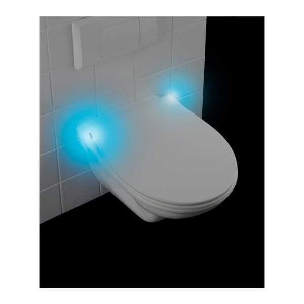 Бяла тоалетна седалка с LED осветление и лесно затваряне Gubbio, 44 x 36,8 cm - Wenko