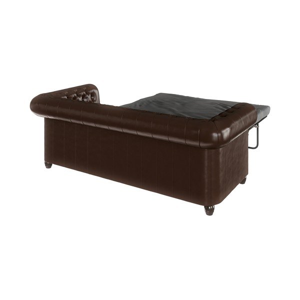 Тъмнокафяв разтегателен диван от изкуствена кожа 203 cm York - Ropez-image-4