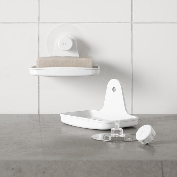 Бяла сапунерка без пробиване от рециклирана пластмаса Flex – Umbra-image-2