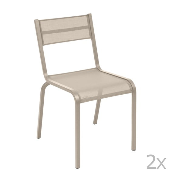 Комплект от 2 бежови метални градински стола Oléron - Fermob