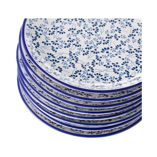 Modro-bílý talíř Unimasa Meadow-image-2