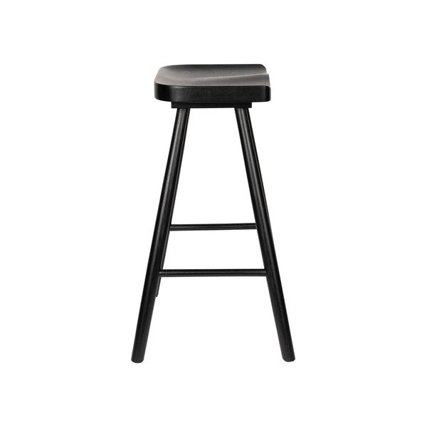 Черен бар стол от масивен дъб (височина на седалката 65,5 cm) Vander – White Label-image-3