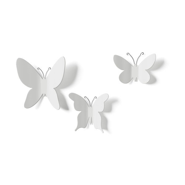 Комплект от 9 бели 3D декорации за стена Butterflies - Umbra-image-3