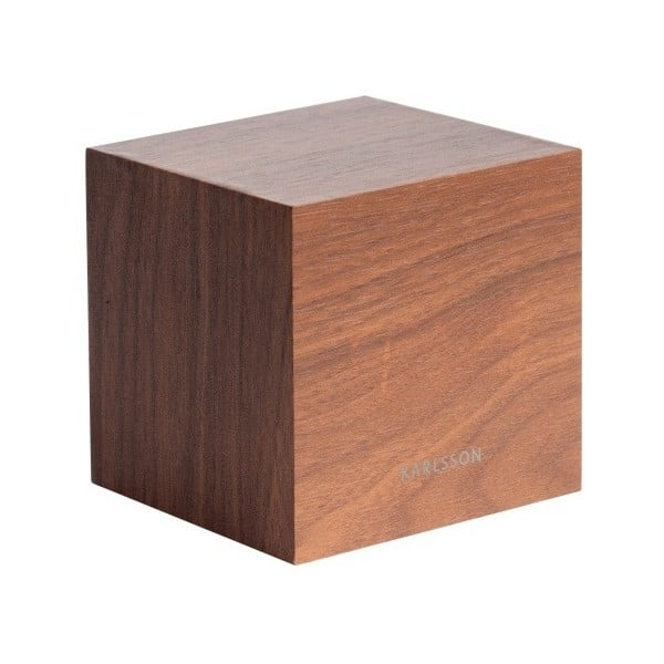 Budík v dřevěném dekoru Karlsson Mini Cube, 8 x 8 cm-image-3