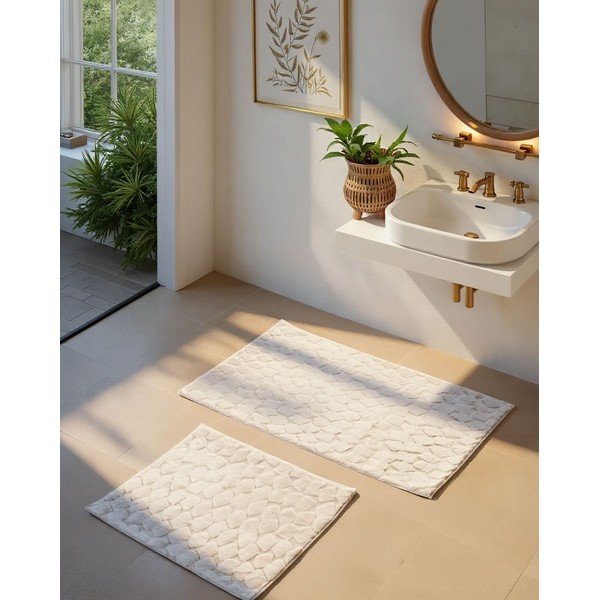 Кремави килими за баня в комплект 2 бр. 60x100 cm Rabbit – Foutastic-image-1