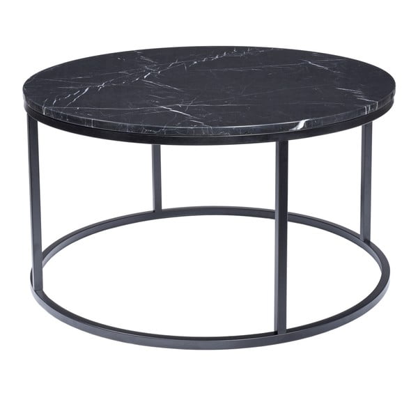 Černý mramorový konferenční stolek s černým podnožím RGE Accent, ⌀ 85 cm