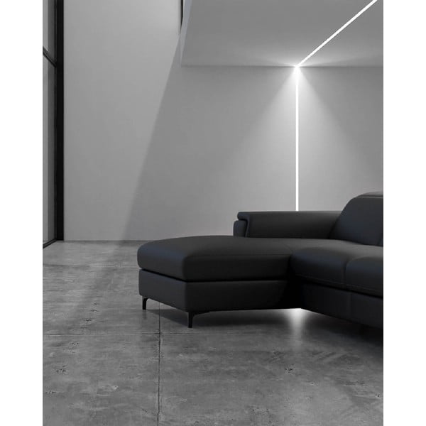 Тъмносив ъглов диван от естествена кожа (ляв ъгъл) Brito - MESONICA-image-3