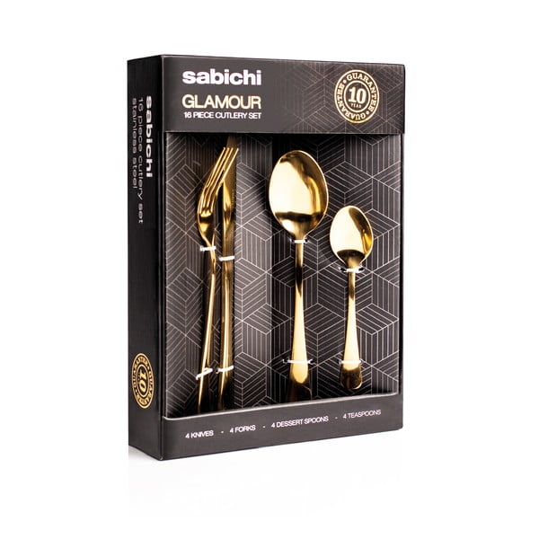 Комплект прибори за хранене от 16 части в златисто - Sabichi-image-1
