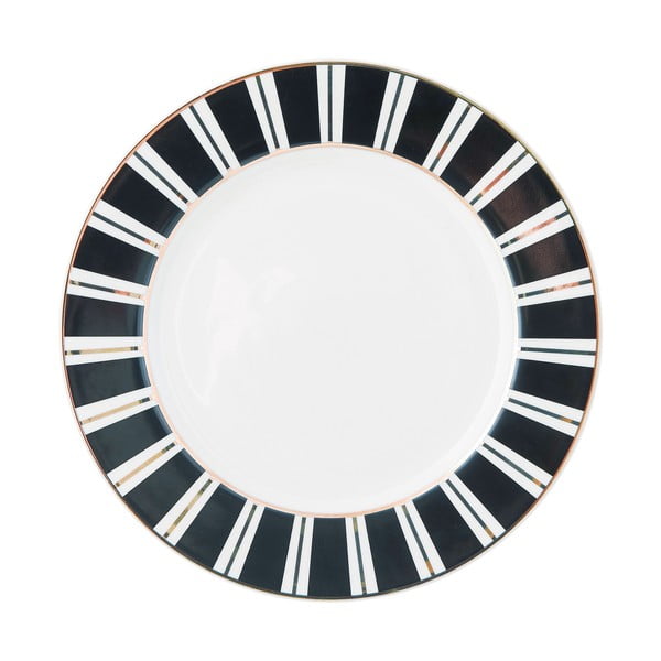 Керамична чиния с черни и бели ивици по ръба, ø 25,5 cm - Miss Étoile