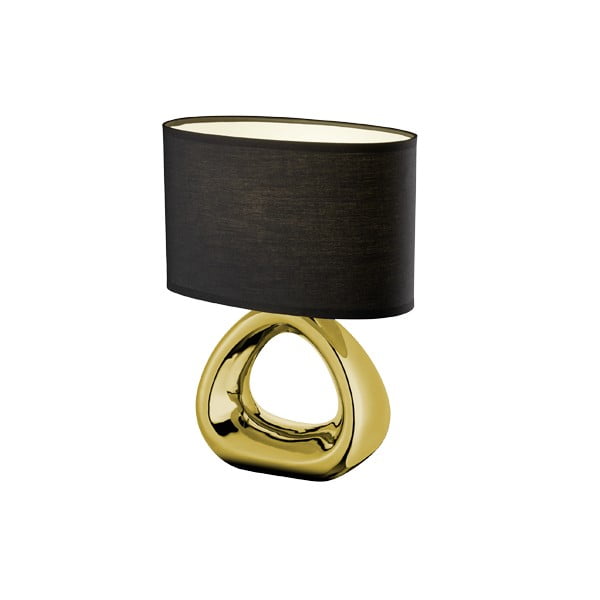 Настолна лампа от керамика и плат в черно и златисто, 34,5 cm - Trio Gizeh