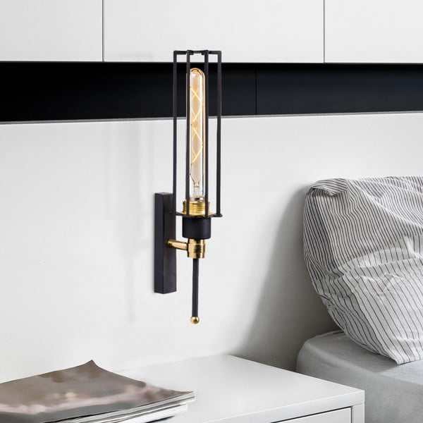 Стенна лампа в черно и златисто ø 8 cm Fellini – Opviq lights-image-1