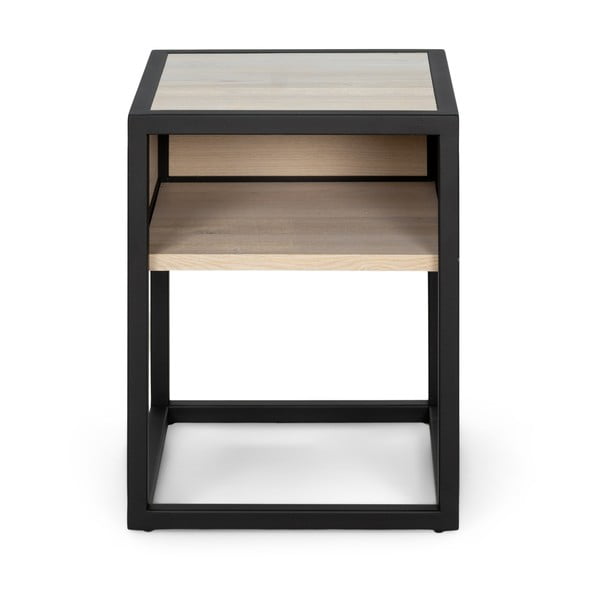 Нощно шкафче в черен/естествен цвят с дъбов плот и рафтове Diva - Spinder Design