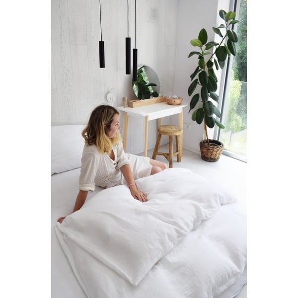 Бяло единично  муселиново спално бельо 140x200 cm Plain Muslin – Butter Kings-image-3