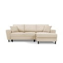 Бежов велурен разтегателен диван , десен ъгъл Moghan - Micadoni Home