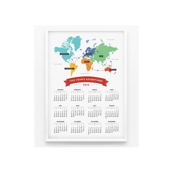Kalendář na rok 2014 - World Map Calendar