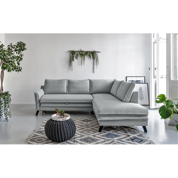 Светлосив ъглов разтегателен диван десен ъгъл Charming Charlie - Miuform-image-1