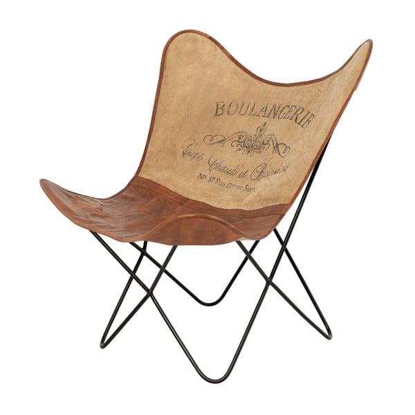 Кафяво кожено кресло с надпис "пеперуда Farfalla - sømcasa