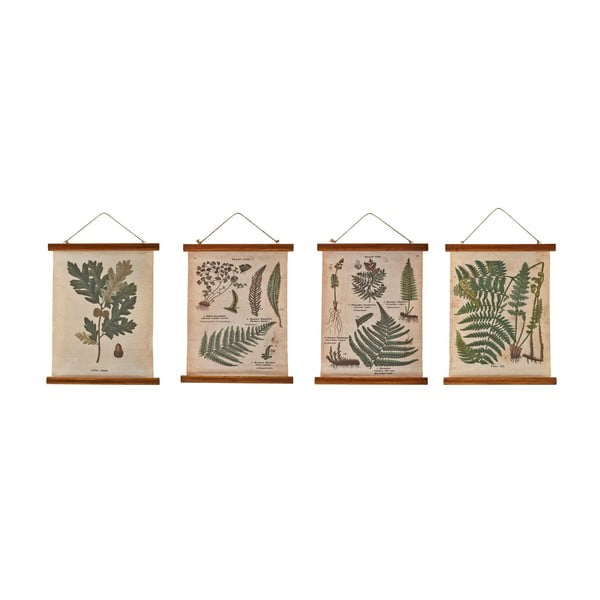 Комплект от 4 декоративни картини с растителни мотиви - Villa Collection