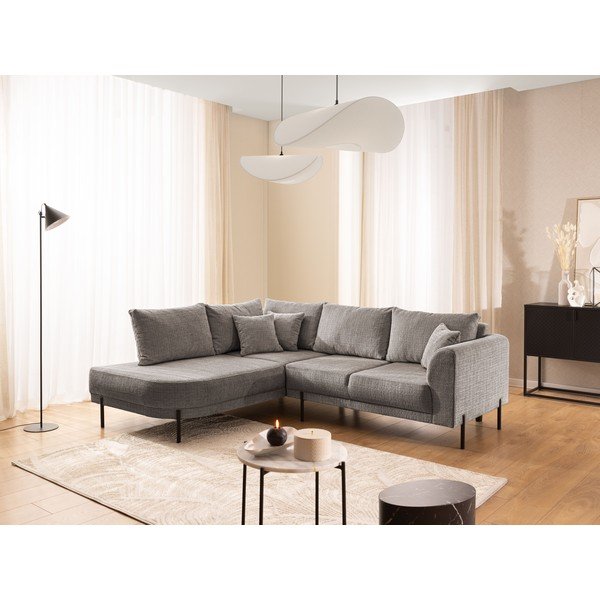 Кафяво-сив шенилов ъглов диван (ляв ъгъл/L форма) Mauris  – Ropez-image-1