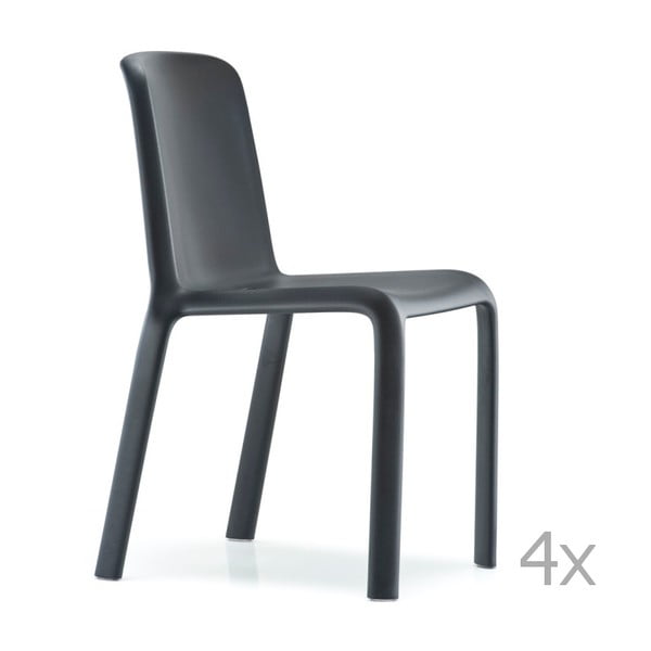 Sada 4 černých  jídelních židlí Pedrali Snow