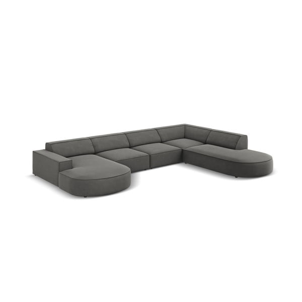Ъглов диван от сиво кадифе (десен ъгъл) Jodie - Micadoni Home-image-4