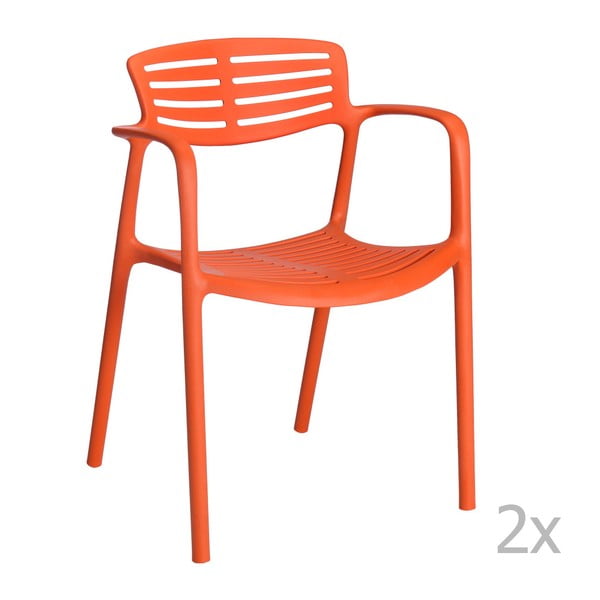 Sada 4 oranžových zahradních židlí s područkami Resol Toledo Aire