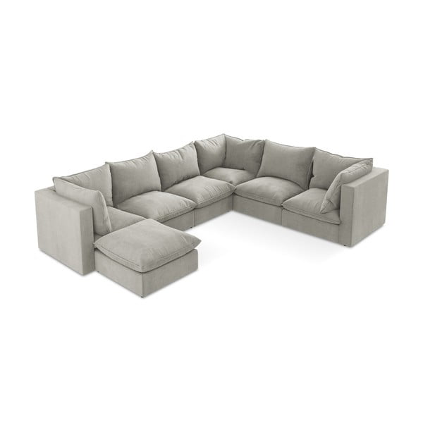 Светлосив ъглов диван (десен ъгъл/U форма) Manao – Makamii-image-1