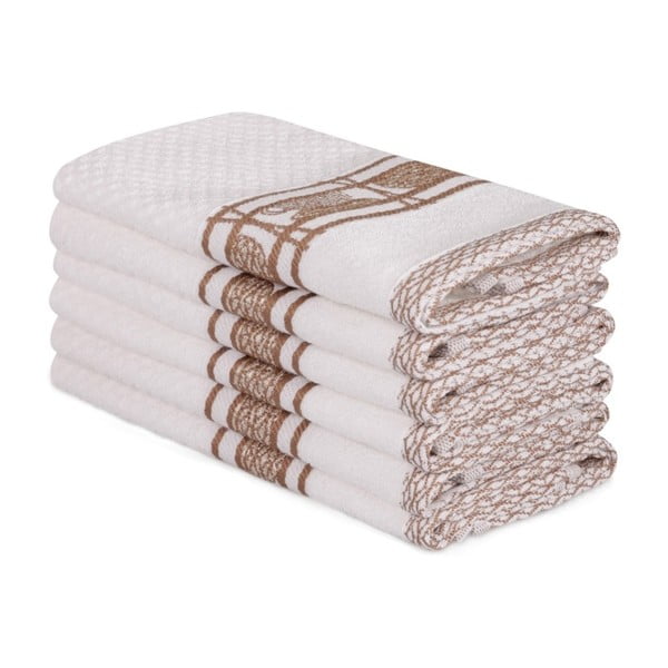 Комплект от 6 бежови памучни кърпи Beyaz Lucmeno, 30 x 50 cm - Foutastic