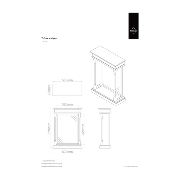 Стенно огледало с дървена рамка 50x70 cm Tribeca - Premier Housewares-image-2